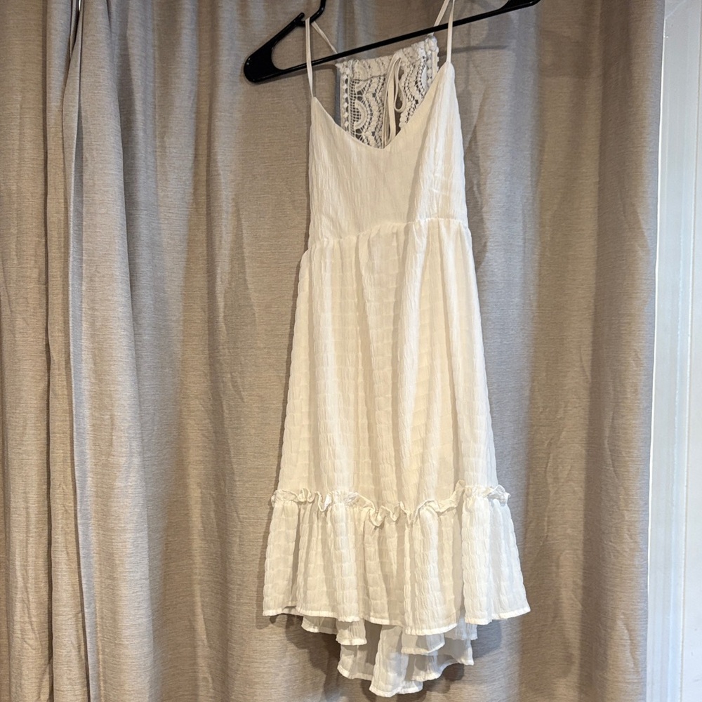 White Sleeveless Dress with Lace Detail